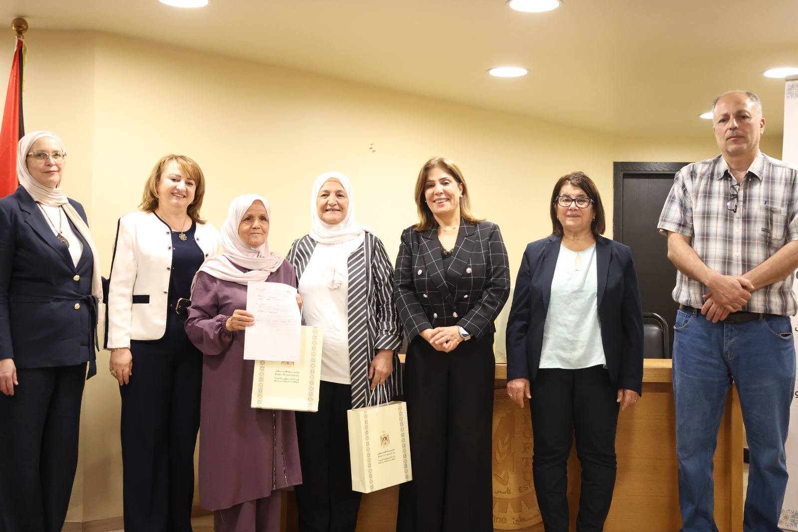 Women leaders and local officials at the launch of female-led agricultural initiatives in northern West Bank, promoting gender-inclusive rural development.